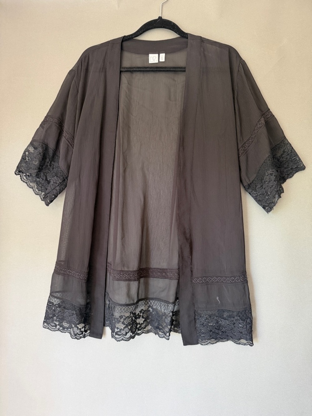 Kimono Robe Black Lace-Trim Kimono Robe